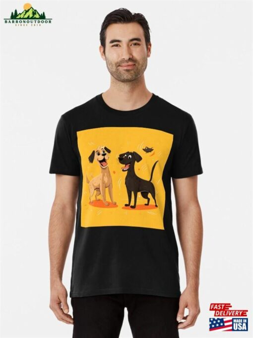 Funny Dogs Playing Witth Eachother Premium T-Shirt Unisex Classic