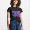 Futuristic Abstract Art Pink And Blue Cyber Patterns Classic T-Shirt Unisex