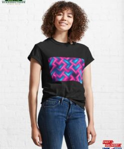 Futuristic Abstract Art Pink And Blue Cyber Patterns Classic T-Shirt Unisex