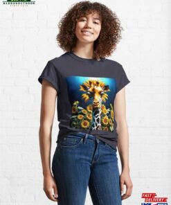 Giraffe In A Sunflower Field Classic T-Shirt Unisex