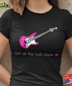 Girl At The Rock Show Guitar Fitted Cotton Tee Sweatshirt T-Shirt