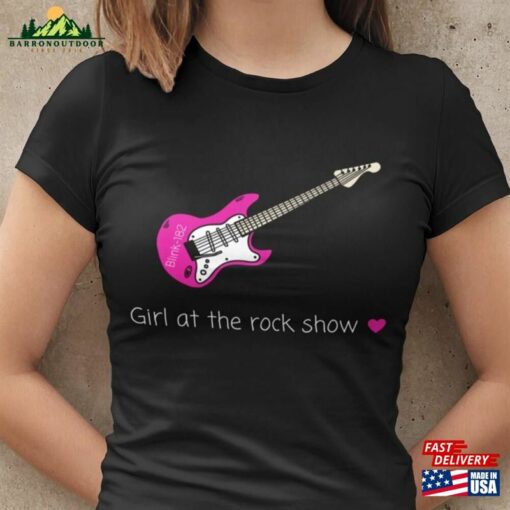 Girl At The Rock Show Guitar Fitted Cotton Tee Sweatshirt T-Shirt