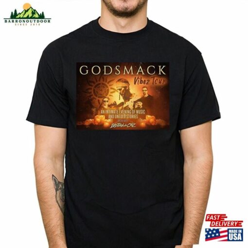 Godsmack Vibez Tour 2024 T-Shirt Black Cotton Unisex North American Shirt Hoodie