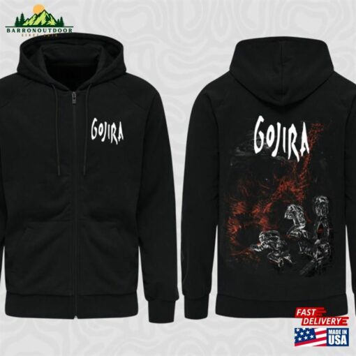 Gojira Eiffel Falls Zipped Hoodie T-Shirt Sweatshirt