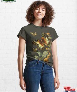 Golden Antique Butterfly Vintage Floral Classic T-Shirt