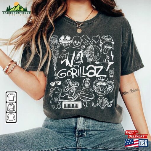 Gorillaz Doodle Art Shirt Vintage Merch Tee Graphic Album Lyric Sweatshirt Classic T-Shirt