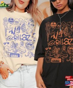 Gorillaz Doodle Art Shirt Vintage Merch Tee Graphic Album Lyric Sweatshirt Classic Unisex