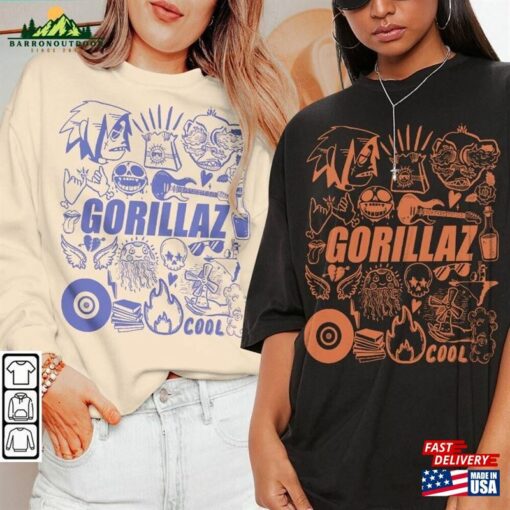 Gorillaz Doodle Art Shirt Vintage Merch Tee Graphic Albums Lyric Arts Sweatshirt Hoodie T-Shirt