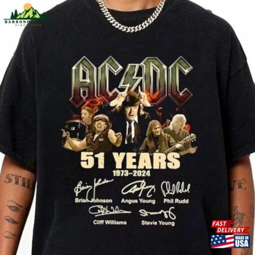 Graphic 51 Years Acdc 1973 2024 Shirt Tour Unisex Classic