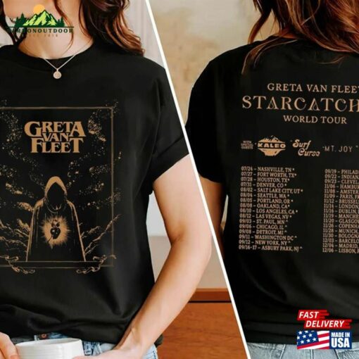 Graphic Greta Van Fleet Starcatcher World Tour 2023 T-Shirt Dream In Gold Shirt Concert Sweatshirt