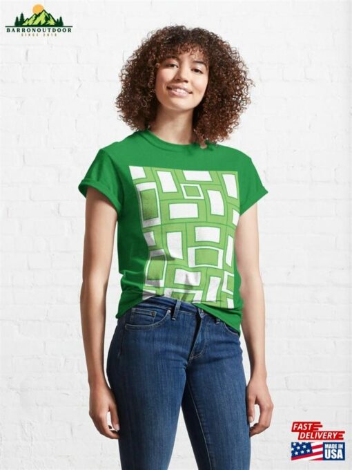 Green White Rectangles Geometric Pattern Classic T-Shirt Unisex Hoodie