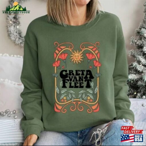 Greta Van Fleet Band Sweatshirt Floral Retro Music Shirt Funny Sweat Unisex T-Shirt