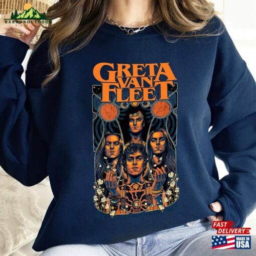 Greta Van Fleet Shirt Dream In Gold Tour 2023 Rock Band Merch Hoodie Unisex