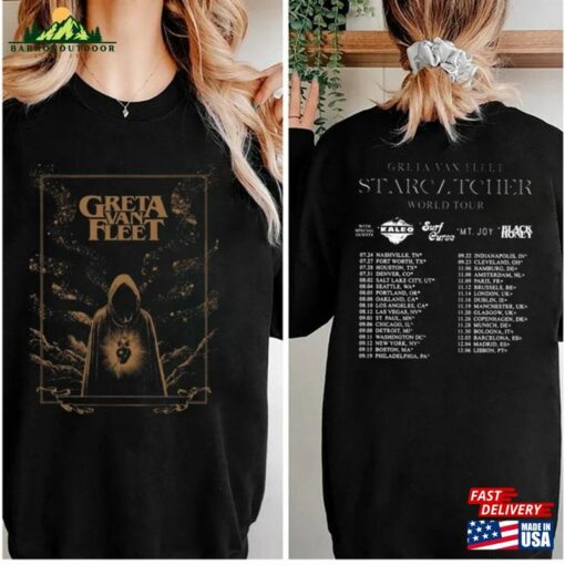 Greta Van Fleet Starcatcher World Tour 2023 T-Shirt Tee Rock Band Shirt Classic Unisex