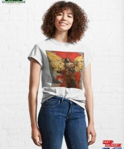 Grunge Acrylic Red And Gold Abstract Angel Print Classic T-Shirt Hoodie