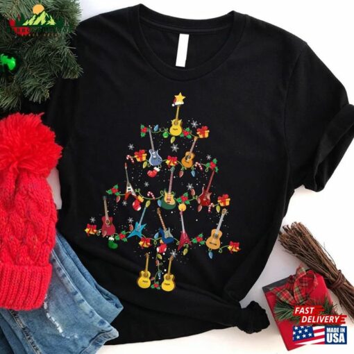 Guitar Christmas Tree Shirt Funny Cute Lover Hoodie T-Shirt