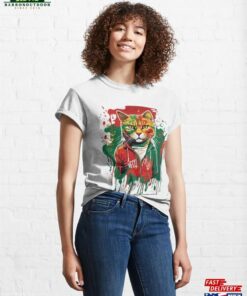 Graffiti Cat Extravaganza Trendy T-Shirt With Red White Classic Unisex