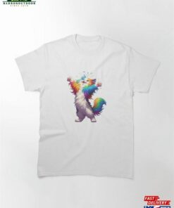 Happy Cat Standing With Paws Upward Classic T-Shirt Unisex