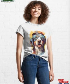 Happy Cute Dog In Sunglasses Classic T-Shirt Sweatshirt