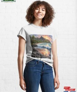 Hawaii’s Black Sand Beaches Watercolor Sunset Classic T-Shirt Unisex