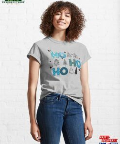 Ho Blue Christmas Pine Trees Stars Classic T-Shirt Sweatshirt