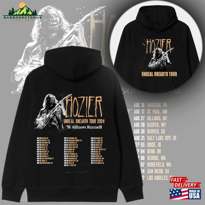 Hozier Unreal Unearth 2024 Tour Shirt Music Concert Unisex Hoodie Hozier Unreal Unearth 2024 Tour Shirt Music Concert Unisex Hoodie