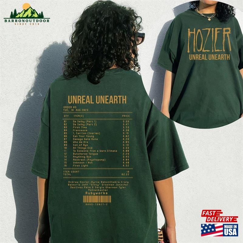 Hozier Unreal Unearth Tracklist T-Shirt Shirt Hoodie Hozier Unreal Unearth Tracklist T-Shirt Shirt Hoodie