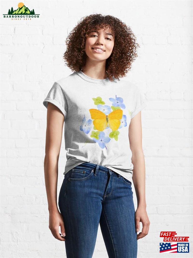 Hydrangeas And Butterfly Classic T-Shirt Hoodie Hydrangeas And Butterfly Classic T-Shirt Hoodie