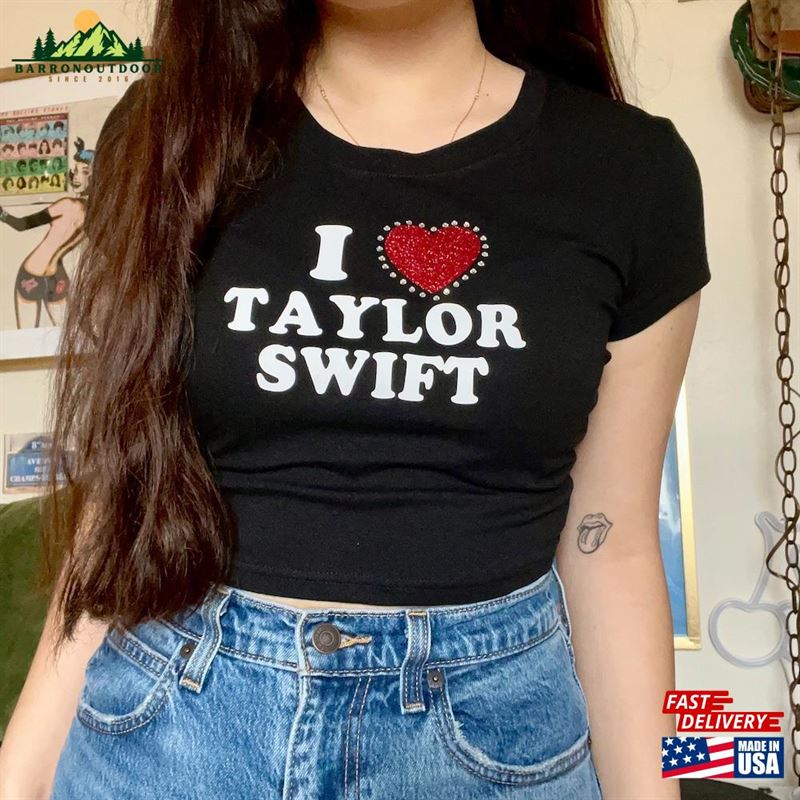 I Love Taylor Rhinestone Glitter Baby Tee Crop Top Y2k Inspired Concert Hoodie Classic I Love Taylor Rhinestone Glitter Baby Tee Crop Top Y2k Inspired Concert Hoodie Classic