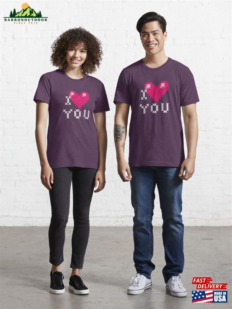 I Love You Cross Stitch Essential T-Shirt Sweatshirt Unisex I Love You Cross Stitch Essential T-Shirt Sweatshirt Unisex