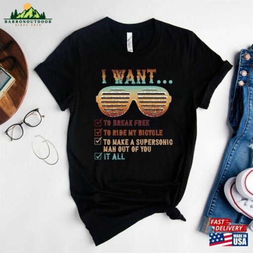 I Want To Break Free Shirt Retro Vintage Style Queen Band Fm Sunglasses For Men Amp Women Classic Sweatshirt