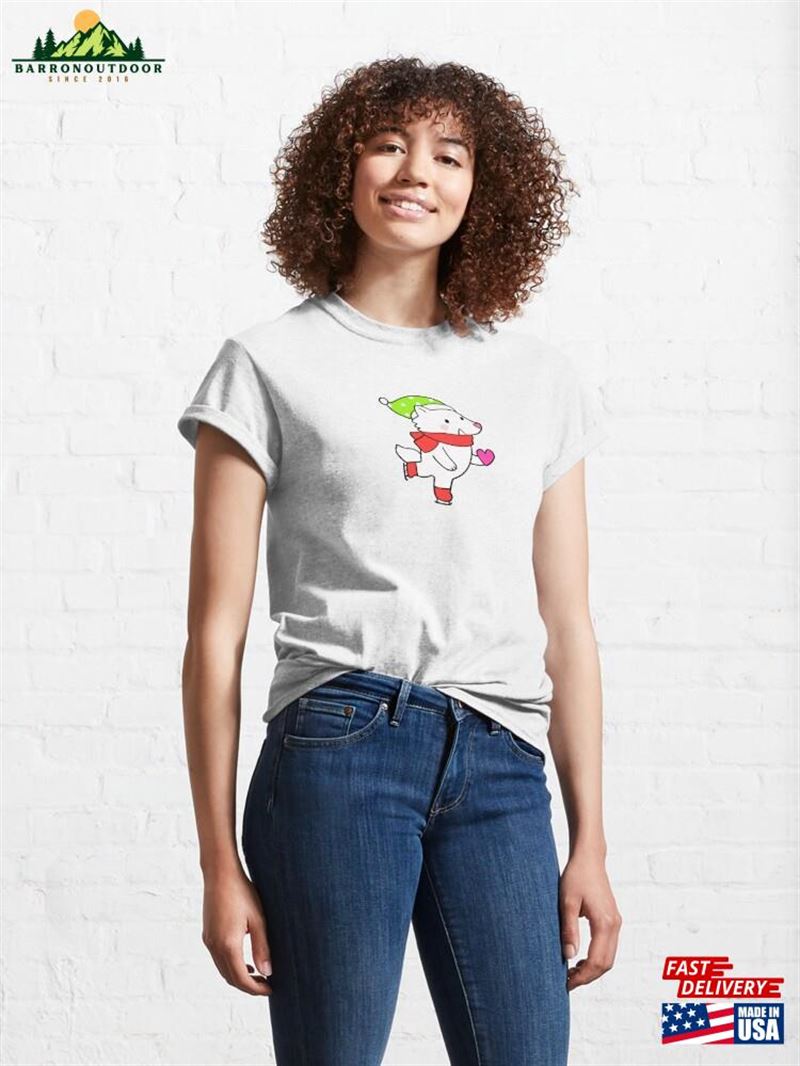 Ice Skating Fox Christmas Classic T-Shirt Unisex Ice Skating Fox Christmas Classic T-Shirt Unisex
