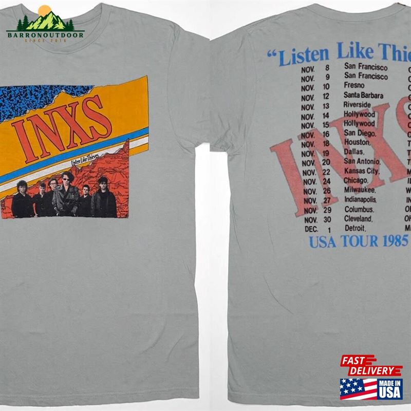 Inxs Listen Like Thieves Usa Tour 1985 T-Shirt Unisex Inxs Listen Like Thieves Usa Tour 1985 T-Shirt Unisex