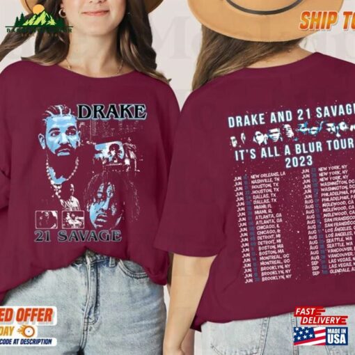 It’S All A Blur Tour 2023 Shirt Drake 21 Savage Hip Hop Unisex Hoodie