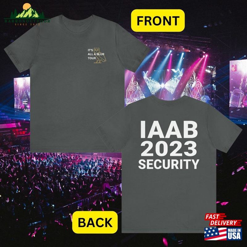 It's All A Blur Tour Drake Iaab 2023 Security T-Shirt (Front + Back Design) Concert Merch Seen On 21 Savage Shirt Classic Unisex It's All A Blur Tour Drake Iaab 2023 Security T-Shirt (Front + Back Design) Concert Merch Seen On 21 Savage Shirt Classic Unisex