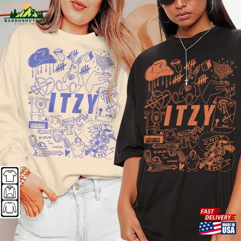Itzy Kpop Doodle Art Shirt Vintage Merch Tee Checkmate Album Lyric Tattoo T-Shirt Classic Itzy Kpop Doodle Art Shirt Vintage Merch Tee Checkmate Album Lyric Tattoo T-Shirt Classic