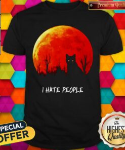 Awesome Black Cat I Hate People Sunset Halloween Shirt