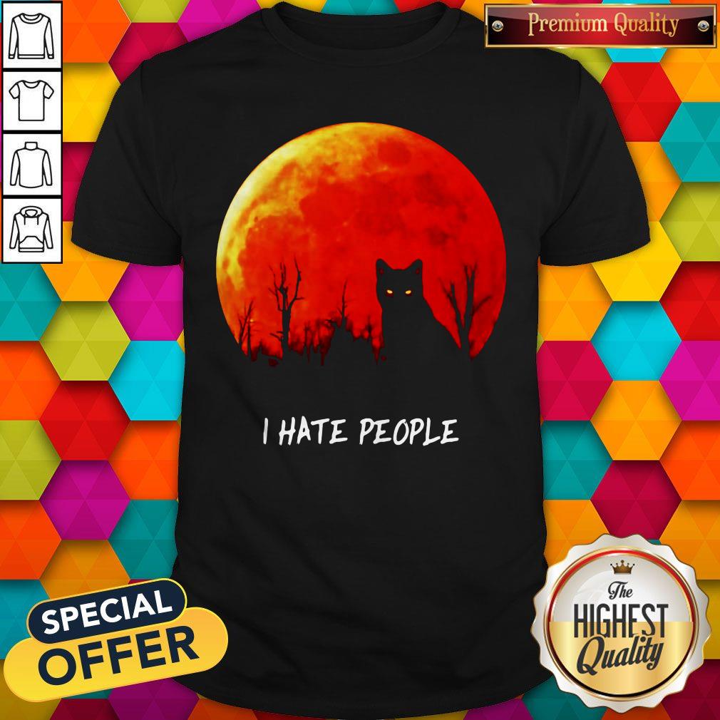 Awesome Black Cat I Hate People Sunset Halloween Shirt Awesome Black Cat I Hate People Sunset Halloween Shirt