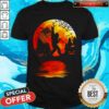 Bigfoot Holding American Flag Moon Halloween Shirt