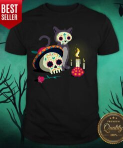 Cat With Sugar Skull Happy Dia De Muertos Day Of Dead Shirt