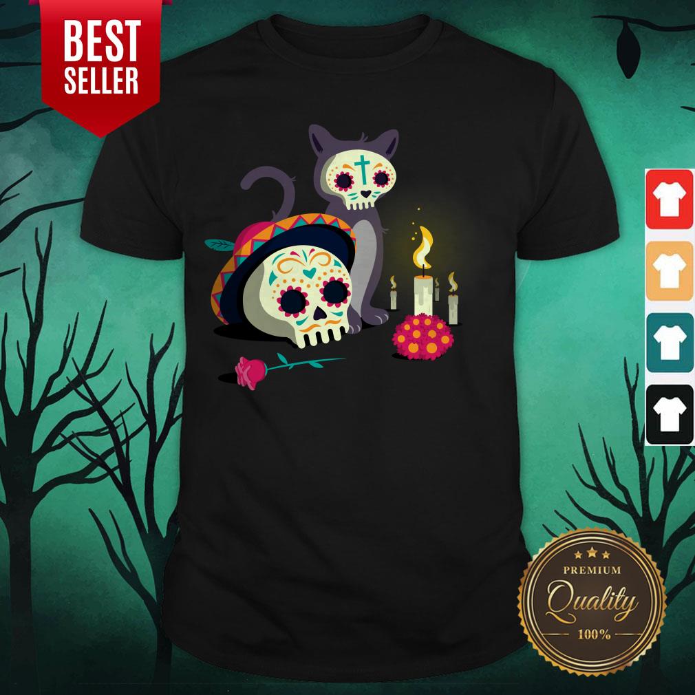 Cat With Sugar Skull Happy Dia De Muertos Day Of Dead Shirt Cat With Sugar Skull Happy Dia De Muertos Day Of Dead Shirt