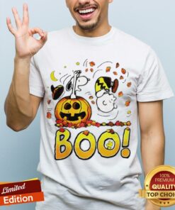 Charlie Brown Woodstock And Snoopy Boo Happy Halloween Shirt
