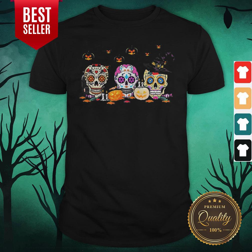 Colorful Skull Hippie Witch Pumpkin Halloween Shirt Colorful Skull Hippie Witch Pumpkin Halloween Shirt