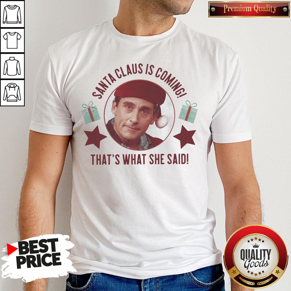 Cute Michael Scott Santa Claus Is Coming That’s What She Said Christmas Sweat Shirt Cute Michael Scott Santa Claus Is Coming That’s What She Said Christmas Sweat Shirt