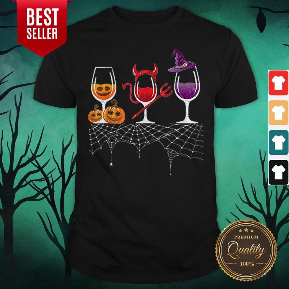 Cute Red Wine Glass Pumpkin Devil Witch Halloween Shirt Cute Red Wine Glass Pumpkin Devil Witch Halloween Shirt