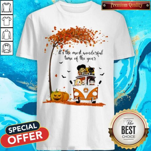 It’s The Most Wonderful Time Of The Year Leaves Tree Pumpkins Bus Halloween Shirt