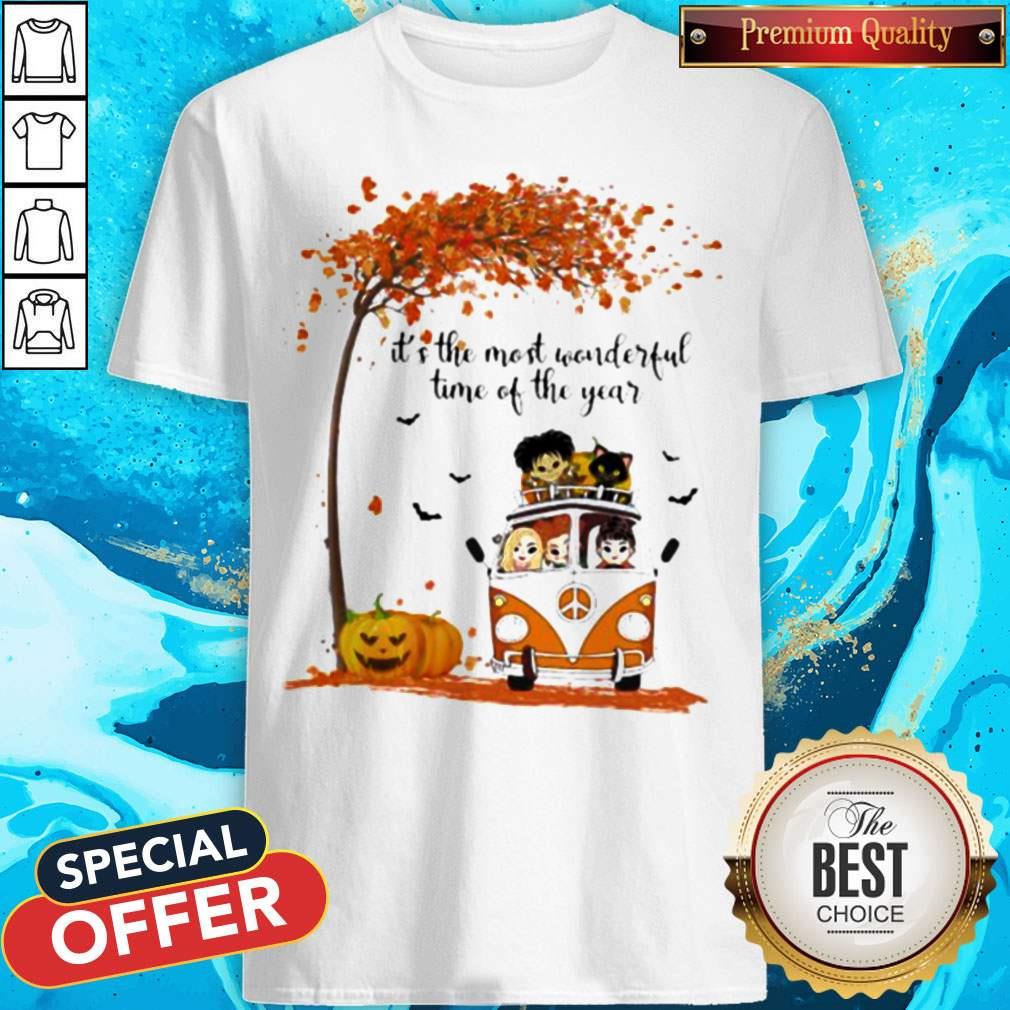 It's The Most Wonderful Time Of The Year Leaves Tree Pumpkins Bus Halloween Shirt It's The Most Wonderful Time Of The Year Leaves Tree Pumpkins Bus Halloween Shirt