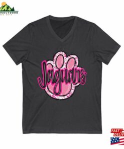 Jaguars Pink Paw Print Mascot Bella Canvas Jersey Short Sleeve V Neck Tee Out Game Breast Cancer Awareness Sizes Xs Unisex Classic