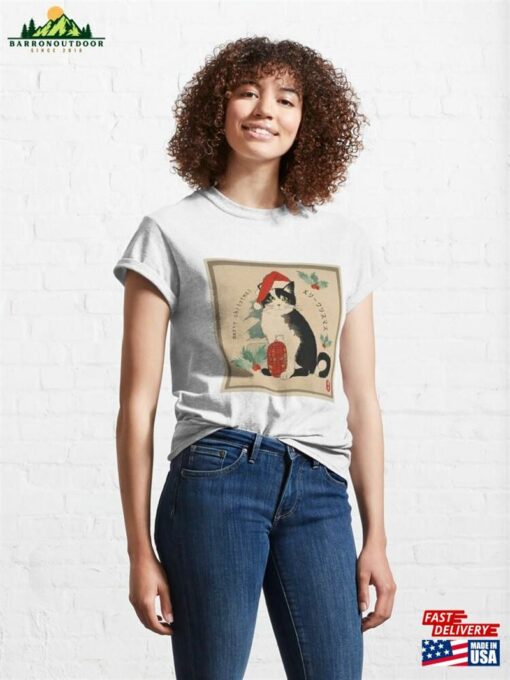 Japanese Woodblock Cat Ukiyo E Christmas Classic T-Shirt Hoodie