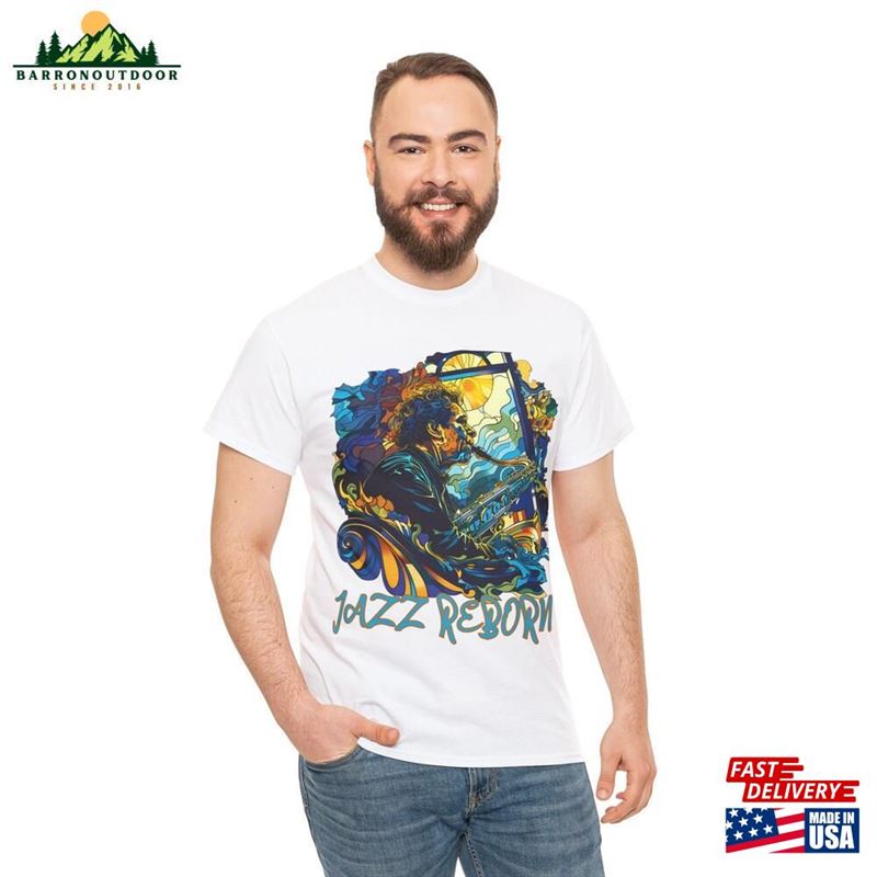 Jazz Reborn T-Shirt Saxophone Graphic Print Music Artist Band Shirts Classic Jazz Reborn T-Shirt Saxophone Graphic Print Music Artist Band Shirts Classic